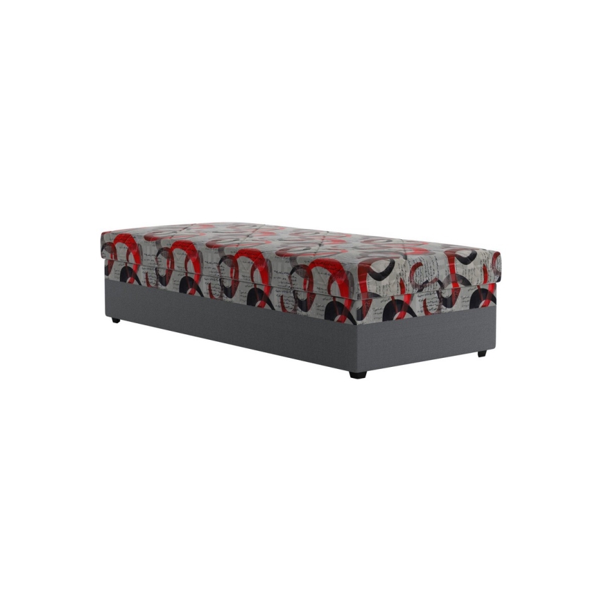 Cama tapizada con arcón ESTEL 90x200 cm gris