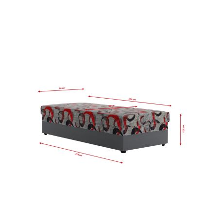 Cama tapizada con arcón ESTEL 90x200 cm gris