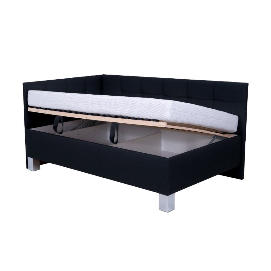 Cama tapizada con arcón de almacenamiento MARIA PETITE 120x200 cm sin colchón antracita