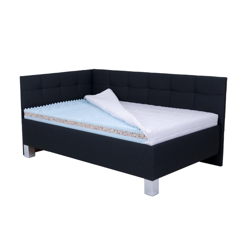 Cama tapizada con arcón de almacenamiento MARIA PETITE 120x200 cm sin colchón antracita