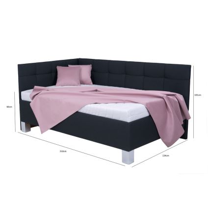 Cama tapizada con arcón de almacenamiento MARIA PETITE 120x200 cm sin colchón antracita
