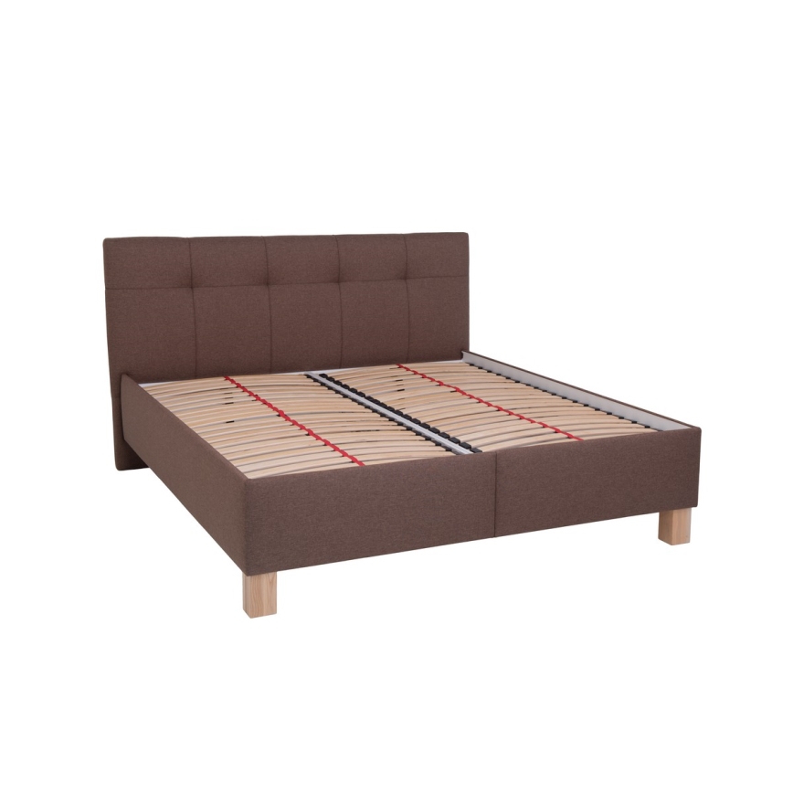 Cama tapizada con arcón sin colchón MARIA 180 x 200 cm marrón