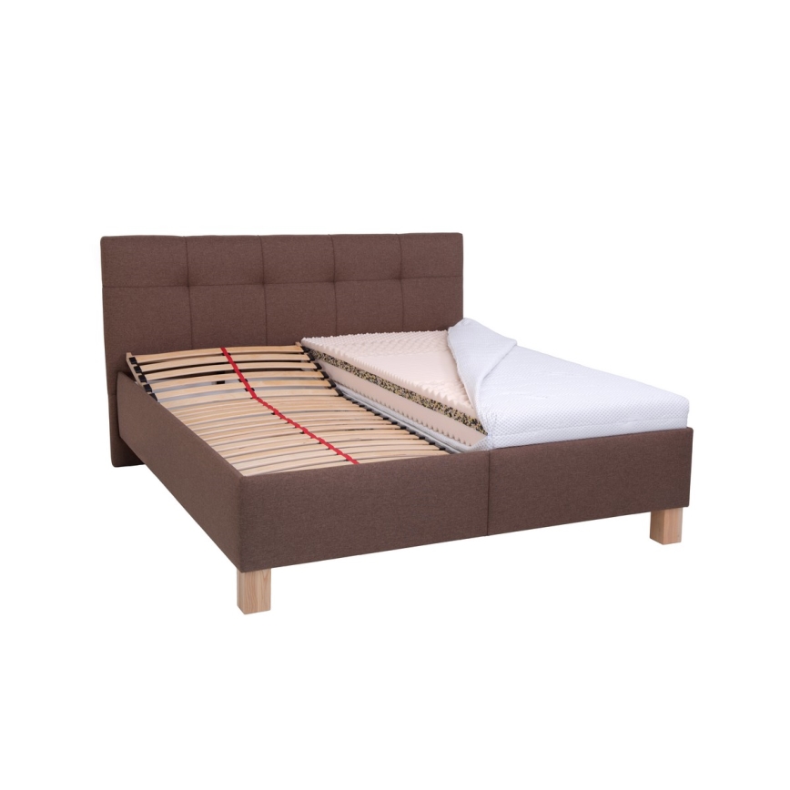 Cama tapizada con arcón sin colchón MARIA 180 x 200 cm marrón