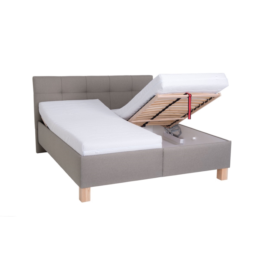 Cama tapizada con arcón sin colchón MARIA 180x200 cm taupe