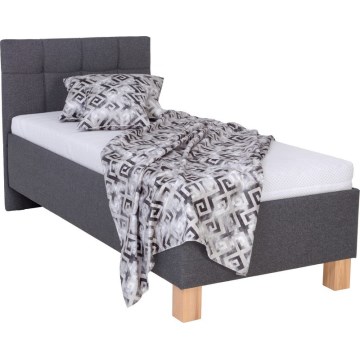 Cama tapizada con arcón sin colchón MARIA ONE 90x200 cm gris