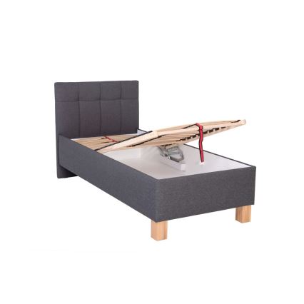 Cama tapizada con arcón sin colchón MARIA ONE 90x200 cm gris