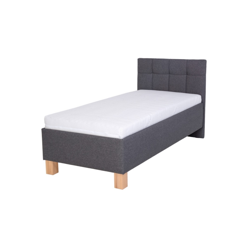 Cama tapizada con arcón sin colchón MARIA ONE 90x200 cm gris