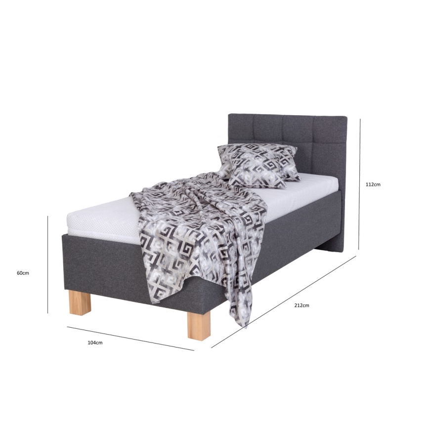 Cama tapizada con arcón sin colchón MARIA ONE 90x200 cm gris