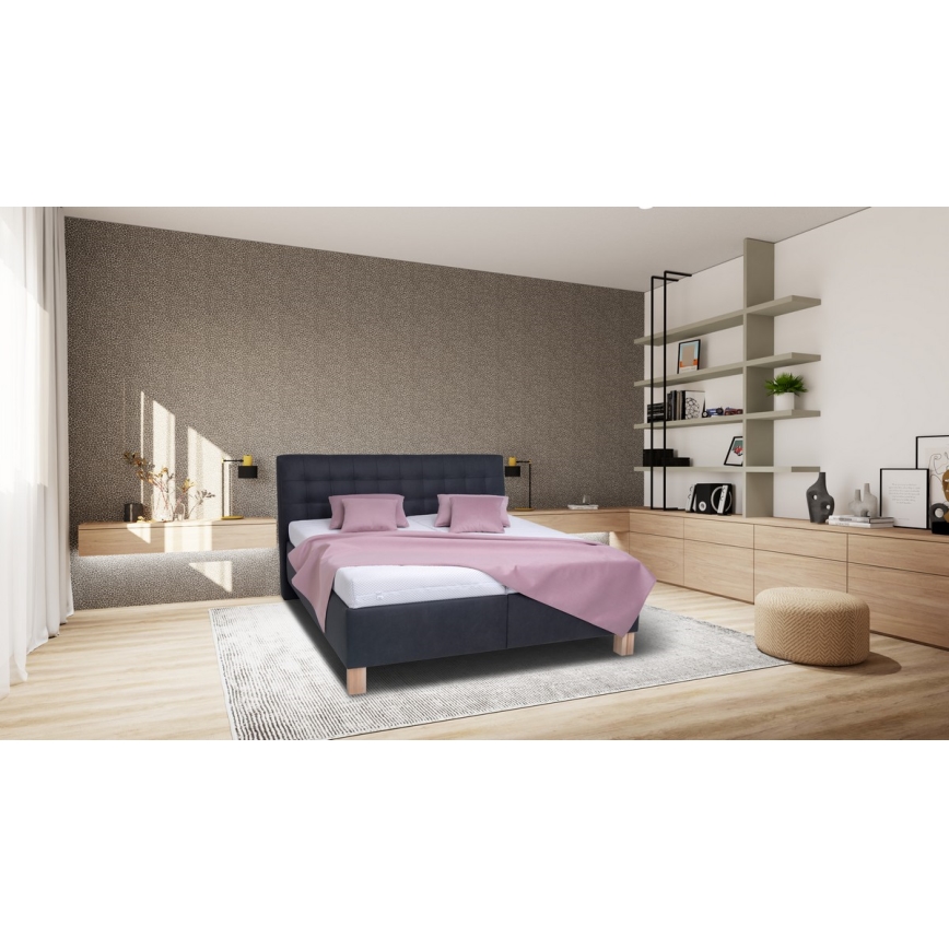 Cama tapizada con arcón sin colchón VIOLET 180x200 cm antracita