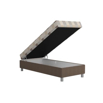 Cama tapizada con arcón y colchón GEORGE 90x200 cm marrón