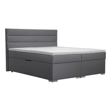Cama tapizada con arcón y colchones con sobrecolchón NEW BOLERO 180x200 cm gris
