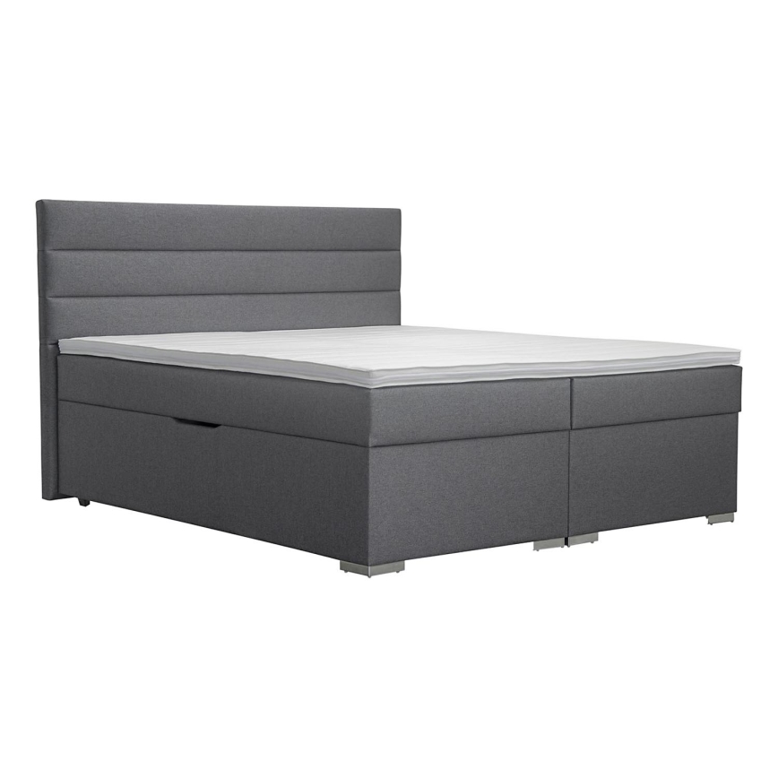 Cama tapizada con arcón y colchones con sobrecolchón NEW BOLERO 180x200 cm gris