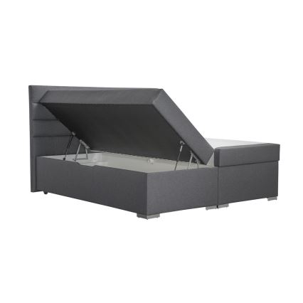 Cama tapizada con arcón y colchones con sobrecolchón NEW BOLERO 180x200 cm gris