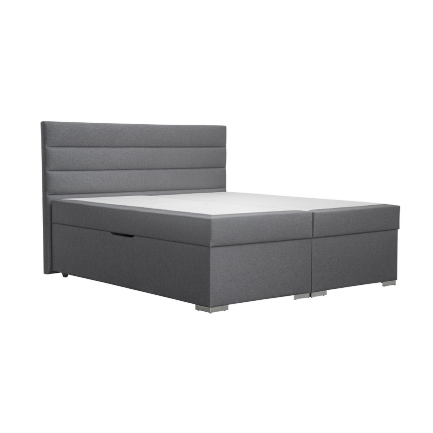 Cama tapizada con arcón y colchones con sobrecolchón NEW BOLERO 180x200 cm gris