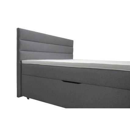 Cama tapizada con arcón y colchones con sobrecolchón NEW BOLERO 180x200 cm gris