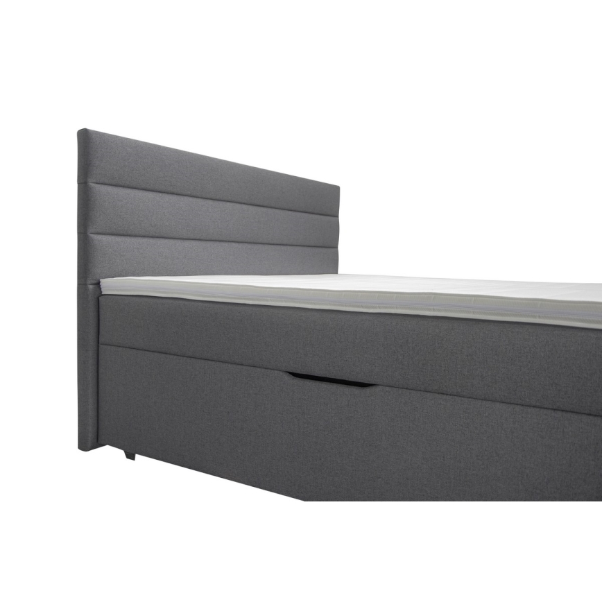 Cama tapizada con arcón y colchones con sobrecolchón NEW BOLERO 180x200 cm gris