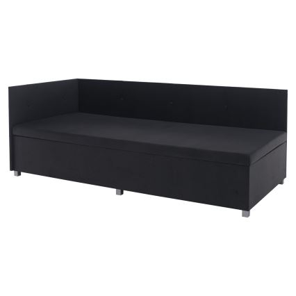 Cama tapizada con cabecero reversible y arcón AMSTERDAM 90x200 cm gris