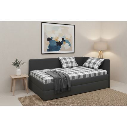 Cama tapizada con cabezal universal reversible (izq./der.) ARLY 110x200 cm antracita/blanco