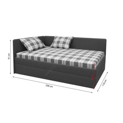 Cama tapizada con cabezal universal reversible (izq./der.) ARLY 110x200 cm antracita/blanco