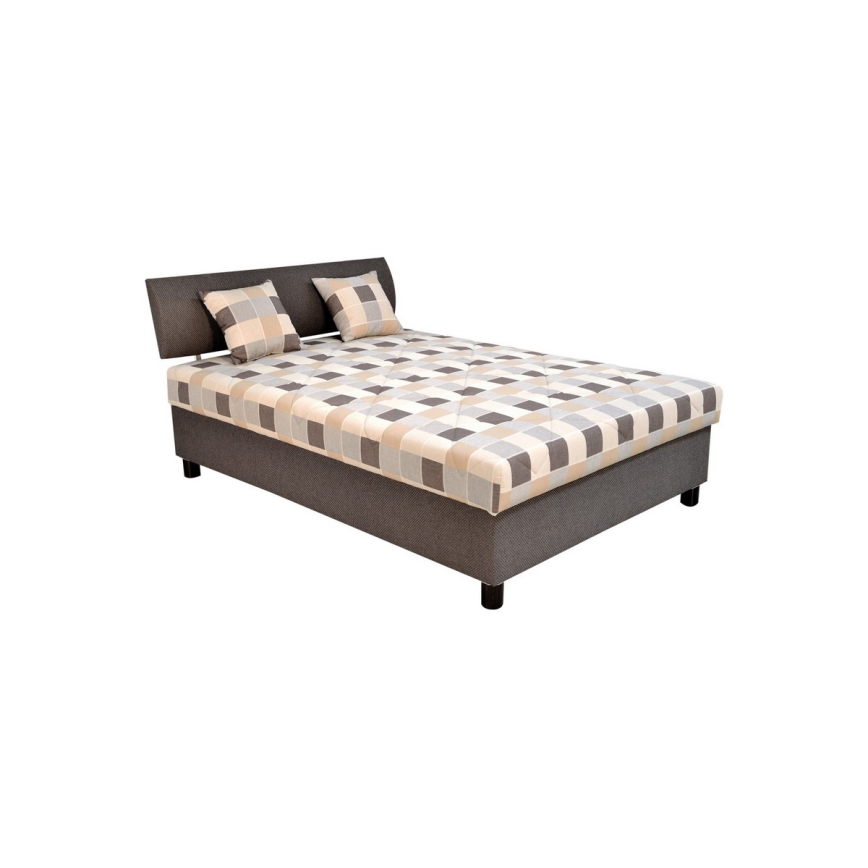 Cama tapizada con canapé abatible y colchón GEORGE 140x200 cm marrón