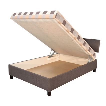 Cama tapizada con canapé abatible y colchón GEORGE 140x200 cm marrón