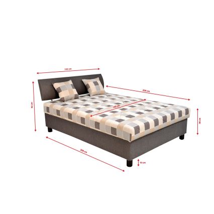 Cama tapizada con canapé abatible y colchón GEORGE 140x200 cm marrón