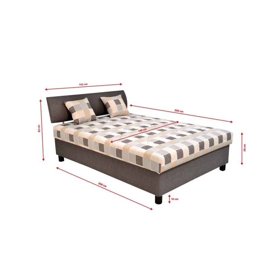 Cama tapizada con canapé abatible y colchón GEORGE 140x200 cm marrón