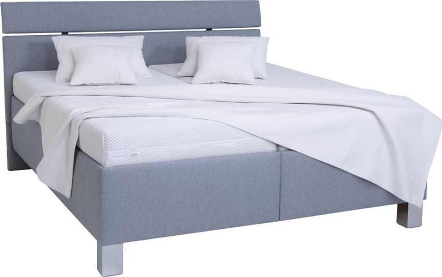 Cama tapizada con canapé ALIS 160x200 cm, sin colchón, gris claro