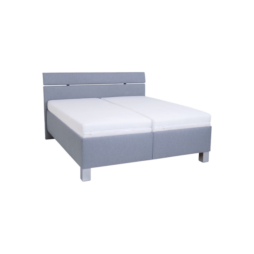 Cama tapizada con canapé ALIS 160x200 cm, sin colchón, gris claro