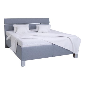 Cama tapizada con colchón y espacio de almacenamiento ALIS 160x200 cm gris claro