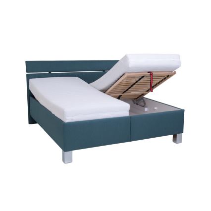 Cama tapizada con colchón y espacio de almacenamiento ALIS 180x200 cm azul petróleo