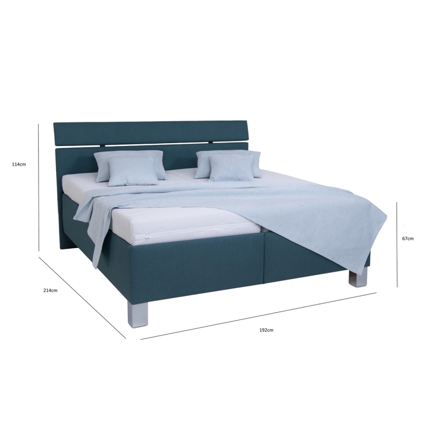 Cama tapizada con colchón y espacio de almacenamiento ALIS 180x200 cm azul petróleo