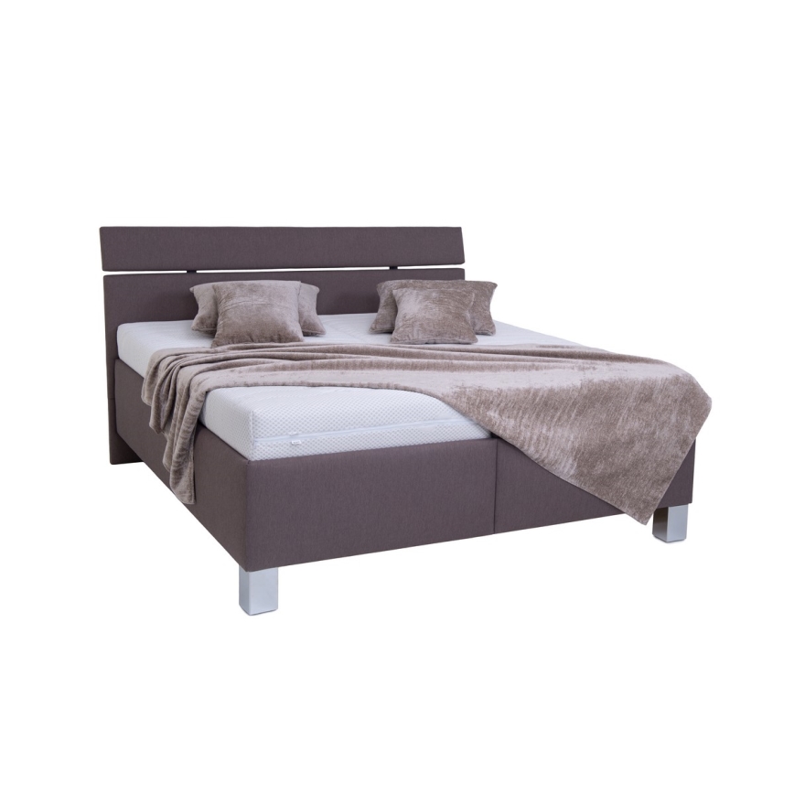 Cama tapizada con colchón y espacio de almacenamiento ALIS 180x200 cm marrón