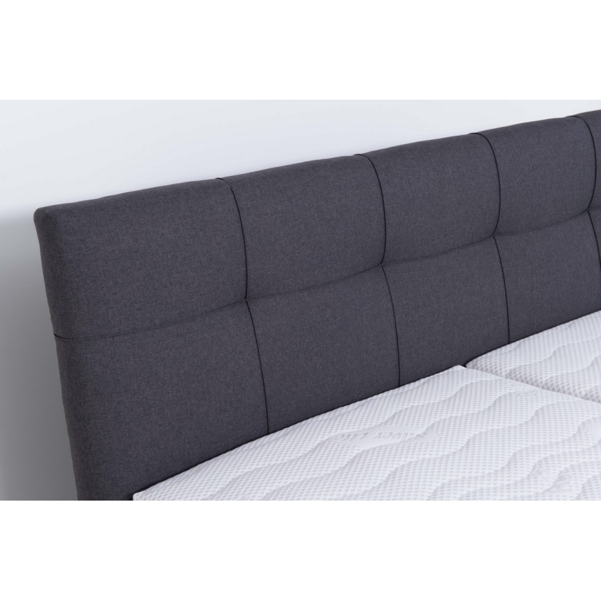 Cama tapizada con colchón y espacio de almacenamiento MARIA 180x200 cm gris