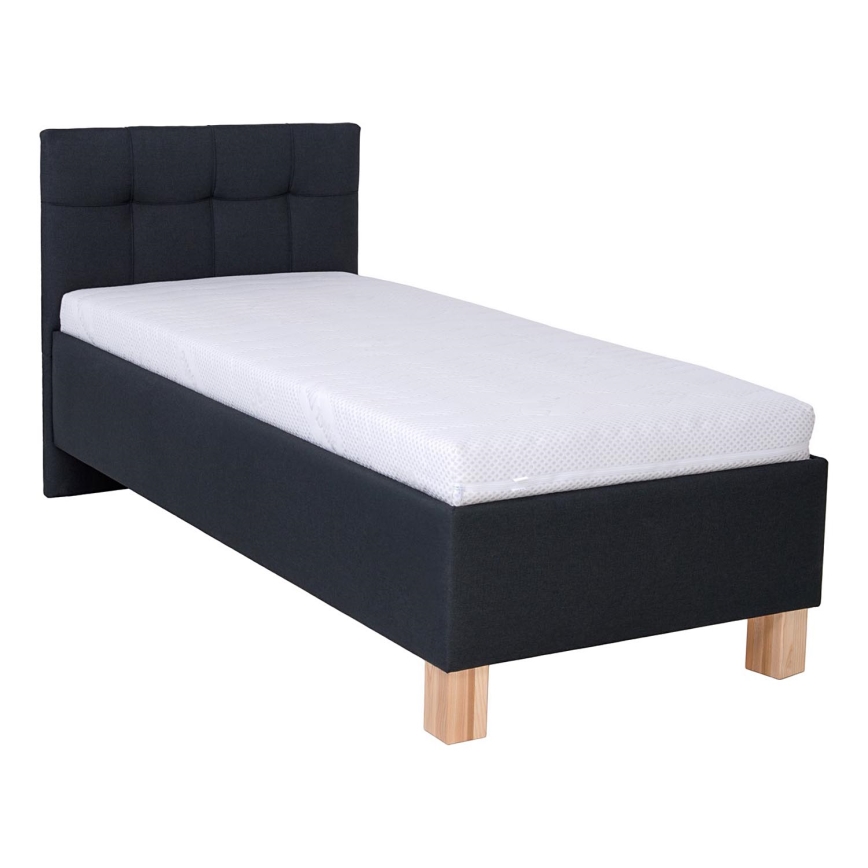 Cama tapizada con colchón y espacio de almacenamiento MARIA ONE 90x200 cm antracita