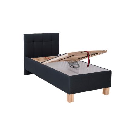 Cama tapizada con colchón y espacio de almacenamiento MARIA ONE 90x200 cm antracita