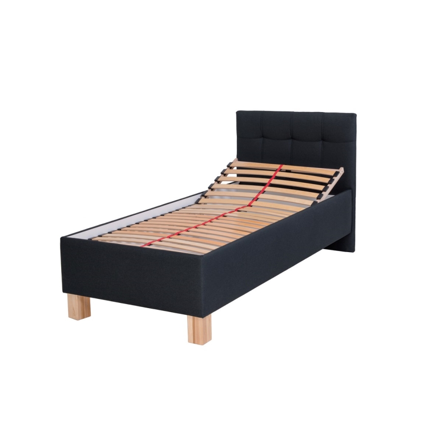 Cama tapizada con colchón y espacio de almacenamiento MARIA ONE 90x200 cm antracita