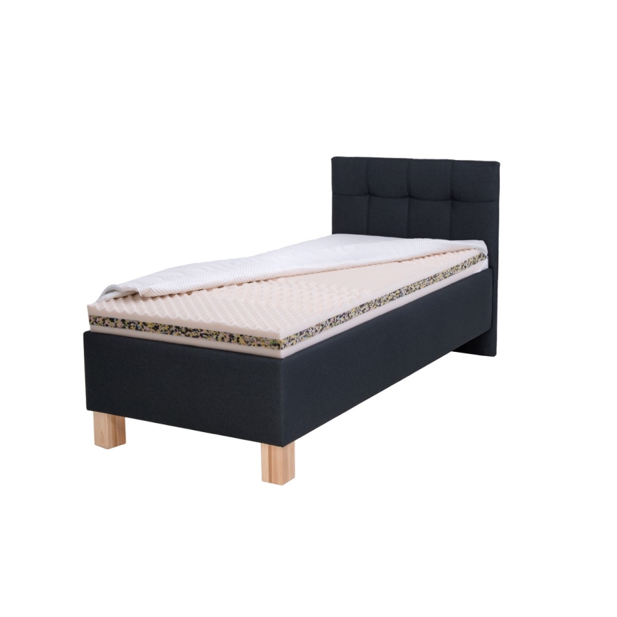 Cama tapizada con colchón y espacio de almacenamiento MARIA ONE 90x200 cm antracita