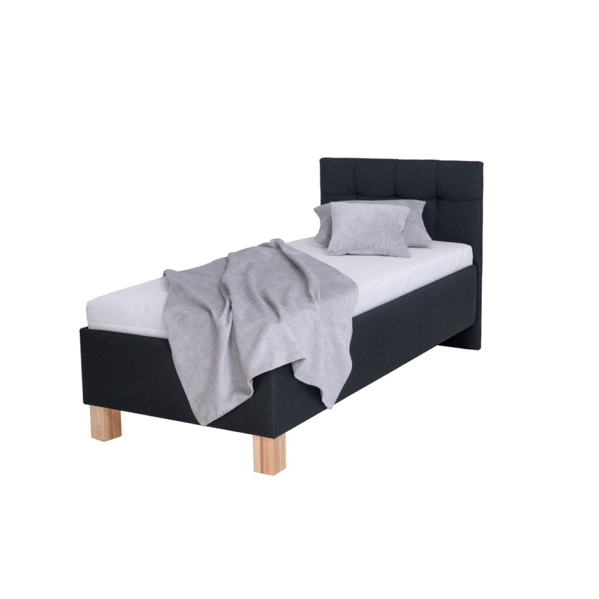 Cama tapizada con colchón y espacio de almacenamiento MARIA ONE 90x200 cm antracita