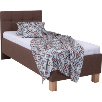 Cama tapizada con colchón y espacio de almacenamiento MARIA ONE 90x200 cm marrón
