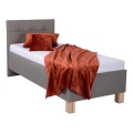 Cama tapizada con colchón y espacio de almacenamiento MARIA ONE 90x200 cm topo