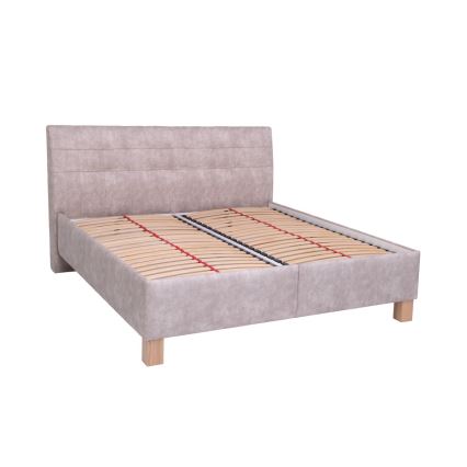 Cama tapizada con colchón y espacio de almacenamiento VIOLET 160x200 cm beige