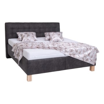 Cama tapizada con colchón y espacio de almacenamiento VIOLET 160x200 cm gris oscuro