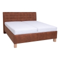 Cama tapizada con colchón y espacio de almacenamiento VIOLET 180x200 cm color marrón coñac
