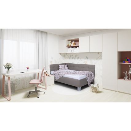 Cama tapizada con colchón y práctico espacio de almacenamiento MARIA PETITE 120x200 cm taupe