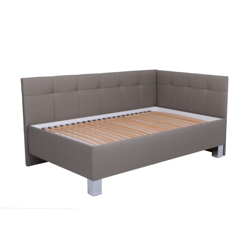 Cama tapizada con colchón y práctico espacio de almacenamiento MARIA PETITE 120x200 cm taupe