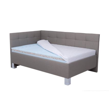 Cama tapizada con colchón y práctico espacio de almacenamiento MARIA PETITE 120x200 cm taupe