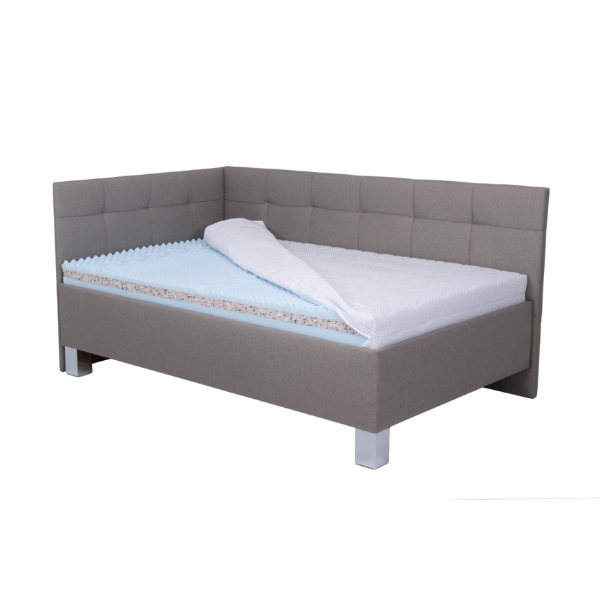 Cama tapizada con colchón y práctico espacio de almacenamiento MARIA PETITE 120x200 cm taupe