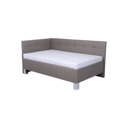 Cama tapizada con colchón y práctico espacio de almacenamiento MARIA PETITE 120x200 cm taupe