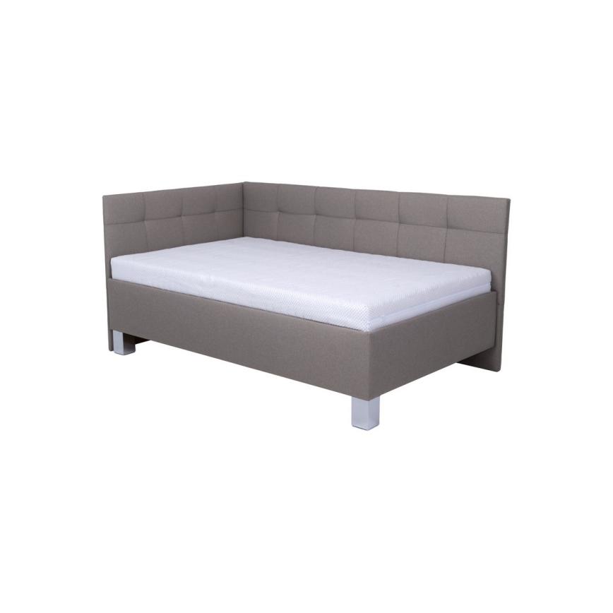 Cama tapizada con colchón y práctico espacio de almacenamiento MARIA PETITE 120x200 cm taupe